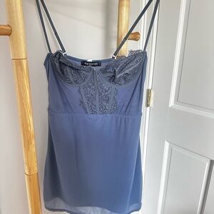 New Blue Lace Corset Mini Dress from Urban Outfitters